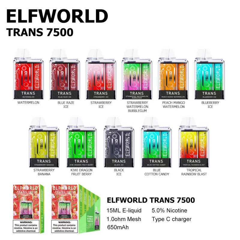 ELFWORLD TRANS 7500 VAPES 7500 PUFFS