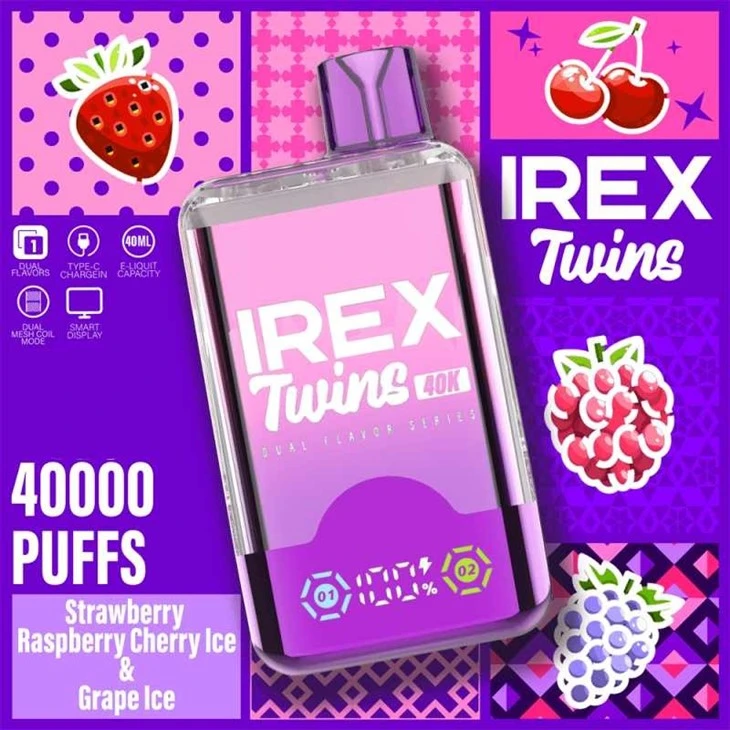 Strawberry Raspberry Cherry Ice&Grape Ice_IREX TWINS 40K Puffs